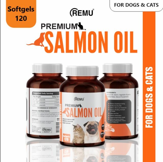 Remu Salmon OIl - 120 Soft Gel Capsule - For Cat and Dogs