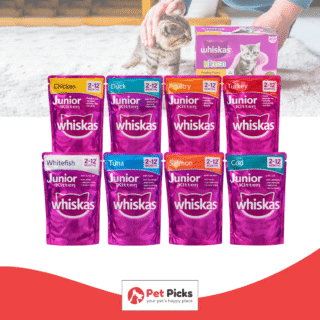 Whiskas Kitten 2-12 months pouch 85g. Salmon, Tuna, Cod, Whitefish, Chicken, beef, Lamb, Turkey and Poultry Flavors