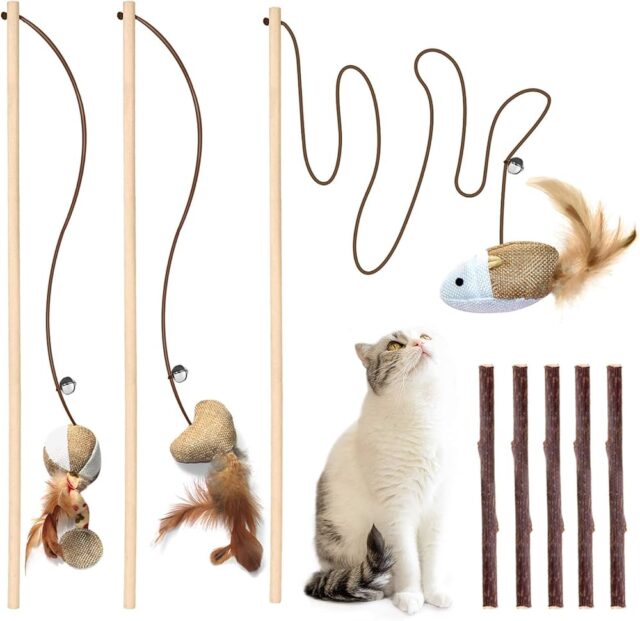 Wooden Toy Stick for Cats