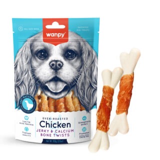 Wanpy Chicken Jerky & Calcium Bone Twists for Dogs