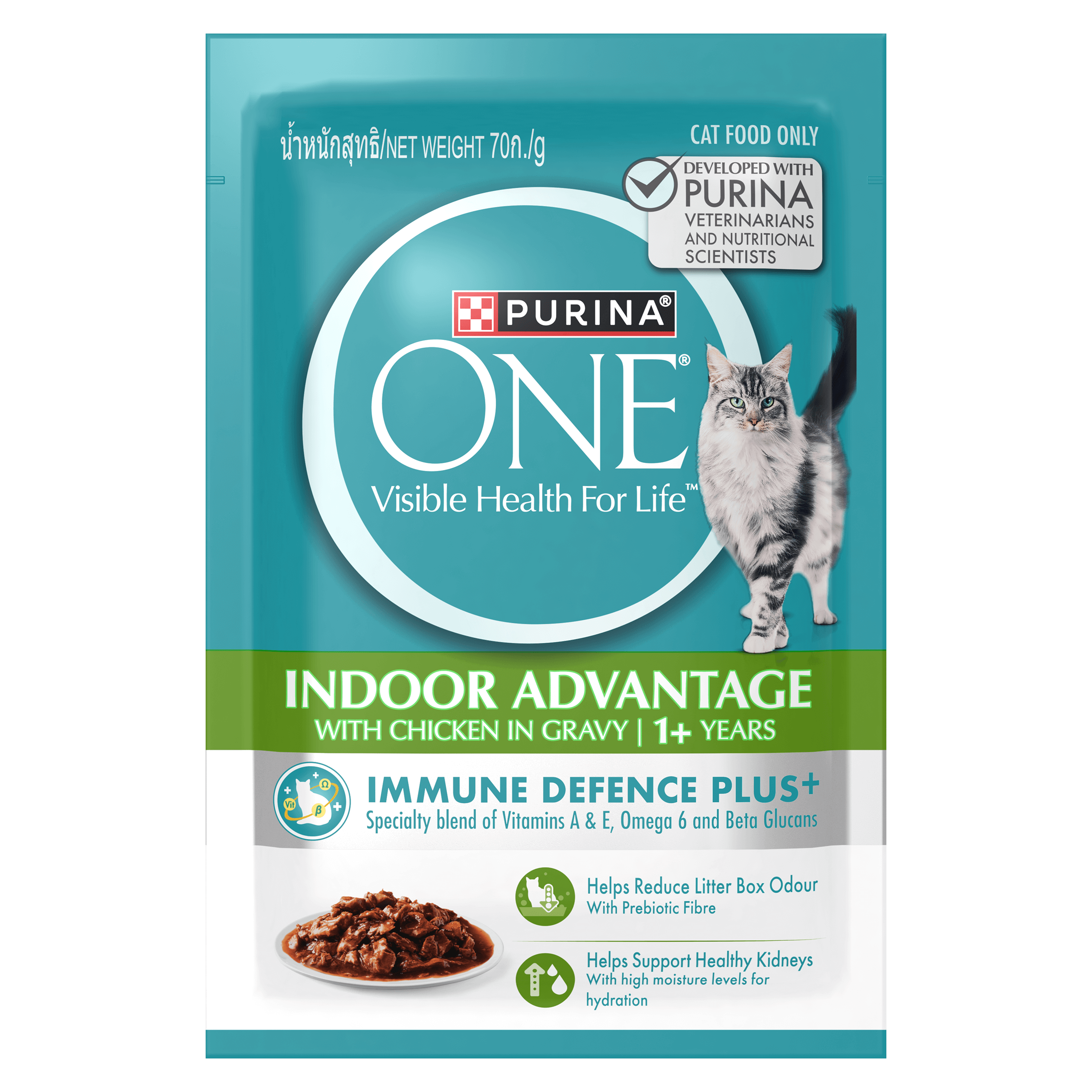 Purina One Indoor Advantage Chicken In Gravy 1+ – 70g