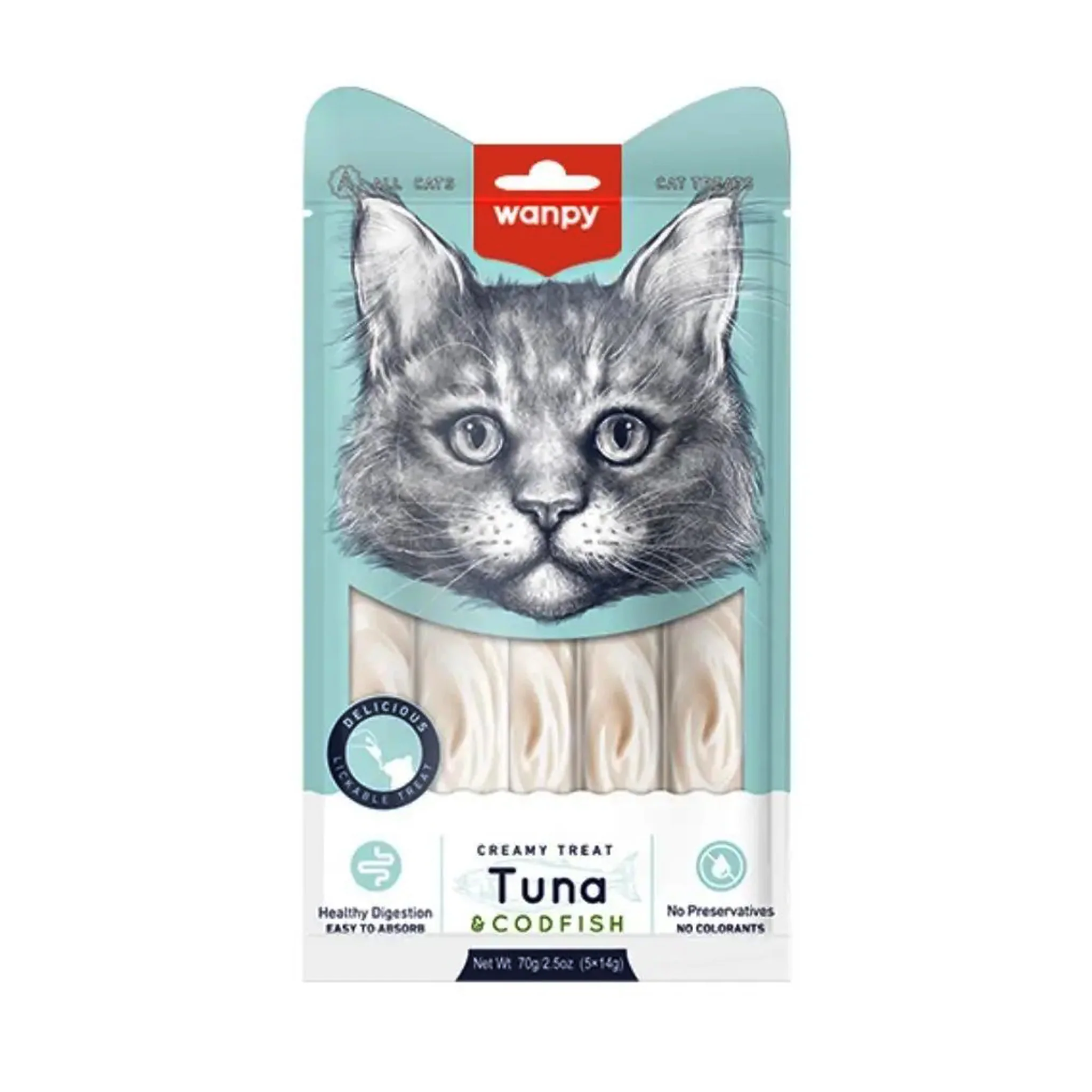 Wanpy Creamy Lickable Treats For Cat – Tuna & Codfish 70g