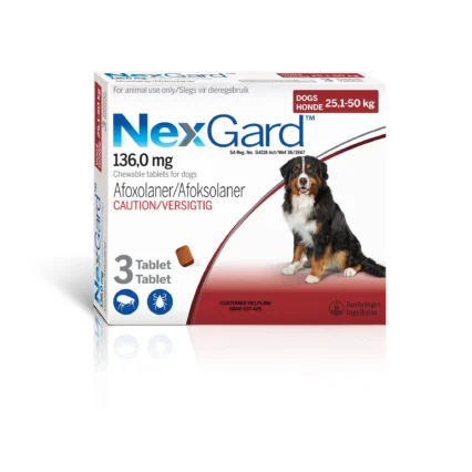 NexGard Chewable Tablets for Dogs 136mg (25 to 50 KG)