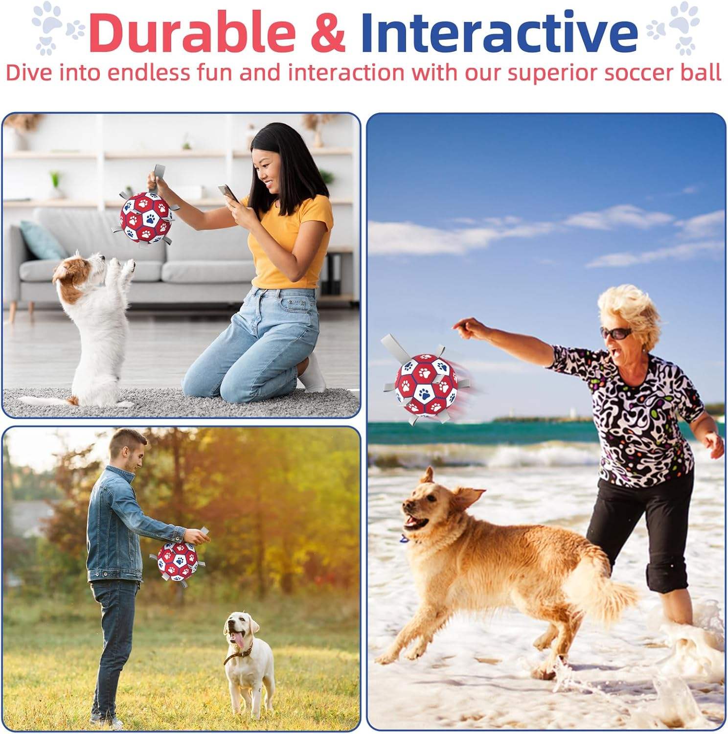 Dog Soccer Ball Toy with Straps (Assorted) - Image 2