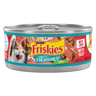 Friskies Tasty Treasures Paté with Beef 156g – Smooth & Savory Wet Food for Adult Cats