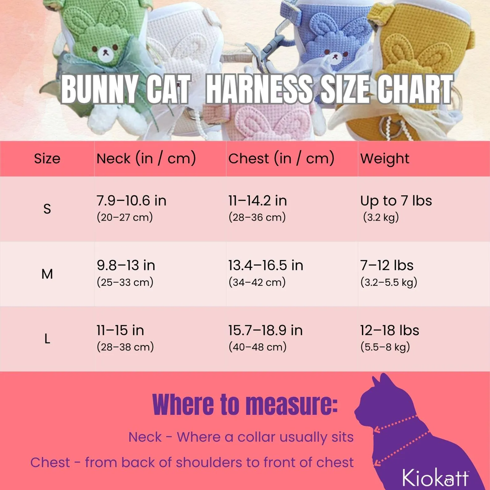 Bunny Bow Vest Harness & Leash Set for Cats (Small) - Image 3
