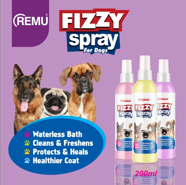 remu fizzy spray for dogs